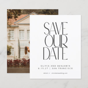 Budget Elegant Black White Photo Save The Date