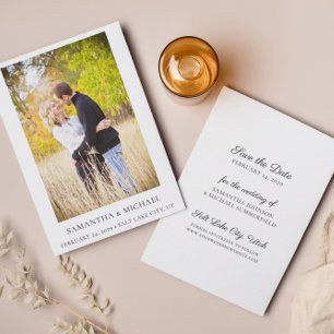 Budget Elegant Black & White Save the Date Card