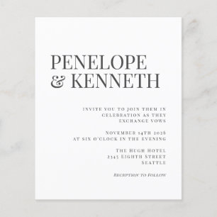 Budget Elegant Black White Typography Wedding