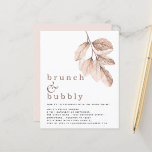 Budget Elegant Blush Foliage Bridal Shower Invite