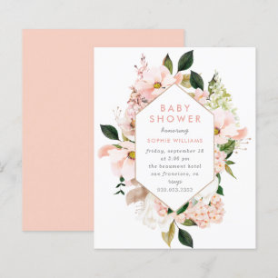 Budget Elegant Blush & Gold Floral Baby Shower