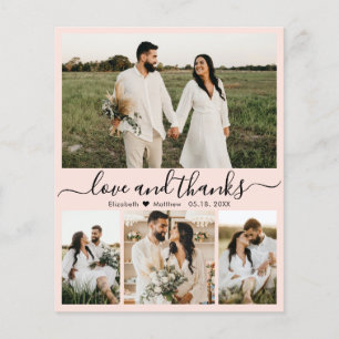 Budget Elegant Blush Photo Wedding Thank You Card