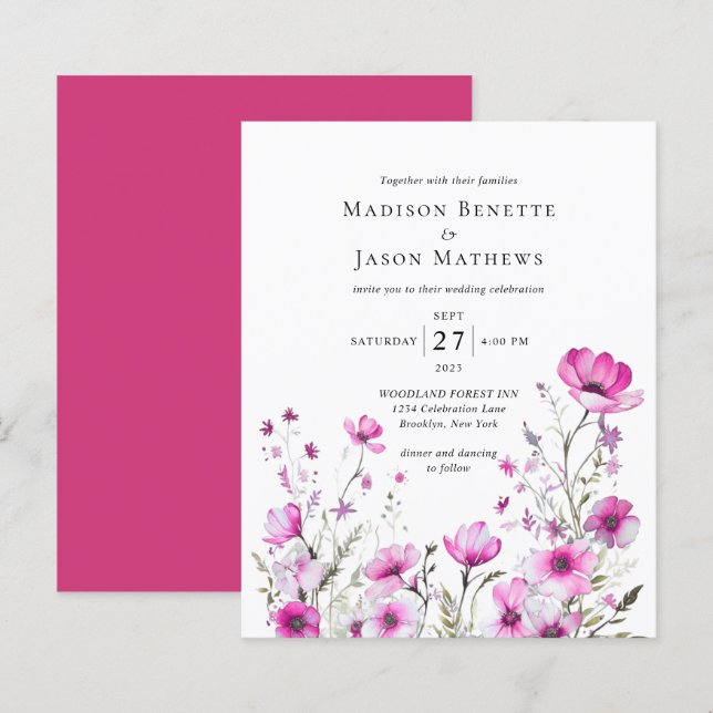 BUDGET Elegant Bohemian Magenta Floral Wedding (Front/Back)