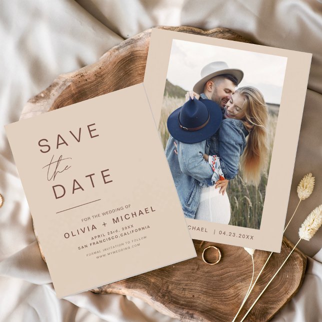 Budget Elegant Boho Save the Date Photo Minimalist (Creator Uploaded)