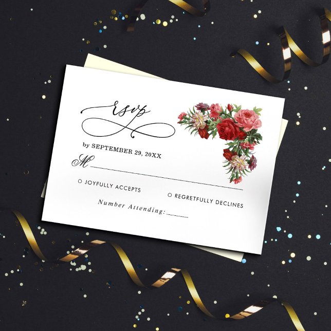 Budget Elegant Bouquet Wedding RSVP Card (Creator Uploaded)