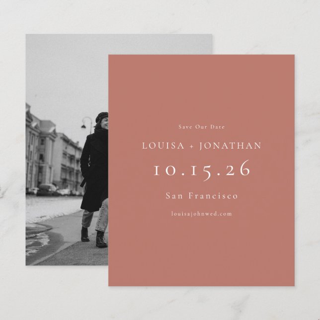 Budget Elegant Brick Photo Wedding Save The Date (Front/Back)