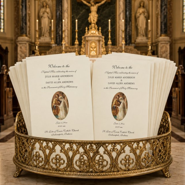 Budget Elegant Catholic Wedding Program Stationery (Creator Uploaded)