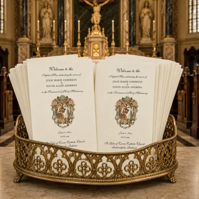 Budget Elegant Catholic Wedding Program Stationery (Creator Uploaded)