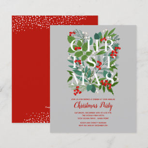 Budget Elegant Christmas Greenery Invitations