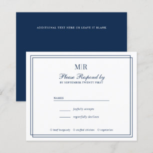 BUDGET Elegant Double Border Monogram Wedding RSVP