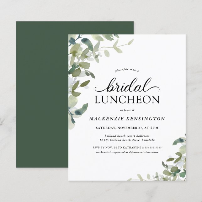 Budget Elegant Eucalyptus Bridal Luncheon (Front/Back)