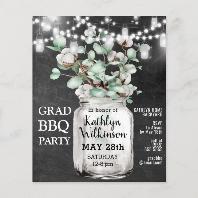 BUDGET Elegant Eucalyptus Graduation Invitation (Front)