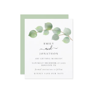 Budget Elegant Eucalyptus Leaves Save the Date