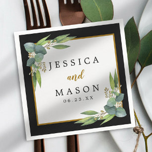 Budget Elegant Eucalyptus Wedding Cocktail Napkin