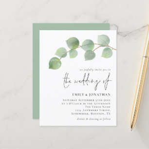 Budget Elegant Eucalyptus Wedding Invitation