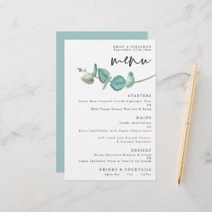 Budget Elegant Eucalyptus Wedding Menu