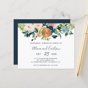 Budget elegant floral rehearsal dinner invitation