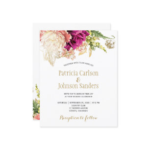 Budget elegant floral wedding invitation