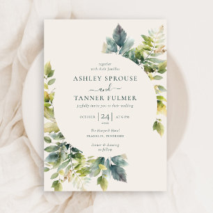 Budget Elegant Forest Leaves Greenery Wedding Invitation