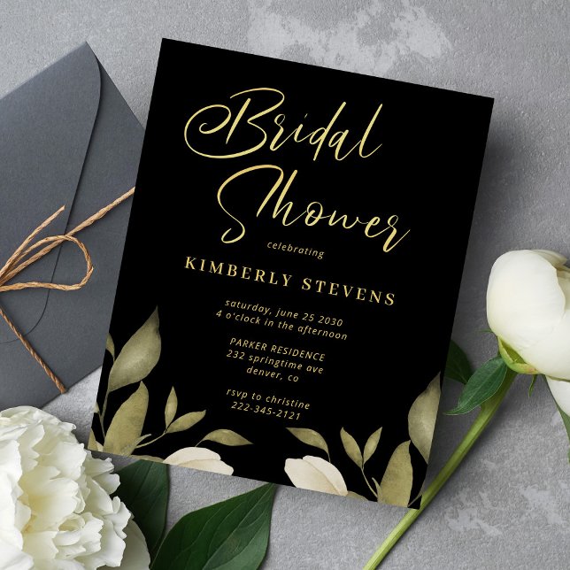 Budget elegant gold black bridal shower invitation (Creator Uploaded)