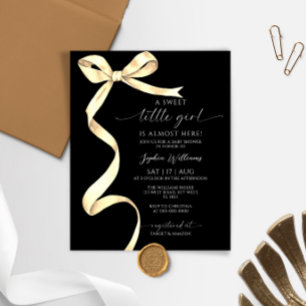 Budget Elegant Gold Bow Sweet Girl Baby Shower