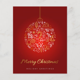Budget Elegant Gold & Red Merry Carte de Noël