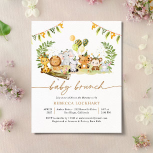 Budget Elegant Gold Safari Baby Brunch Invitation