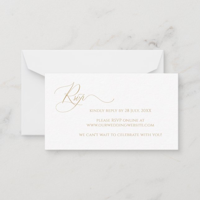 Budget Elegant Gold Script Wedding RSVP Card (Front)