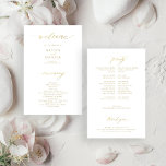 Budget elegant gold typography wedding program<br><div class="desc">Modern simple minimalist faux gold script trendy clean white ceremony and party BUDGET affordable wedding program template featuring chic trendy calligraphy.              Easy to personalize with your custom text on both sides!</div>