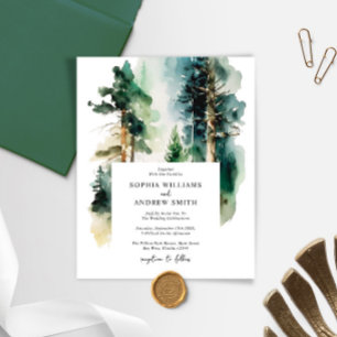 Budget Elegant Green Forest Wedding Invitation