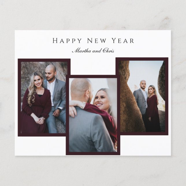 Budget Elegant Happy New Year Script Photo Collage (Front)