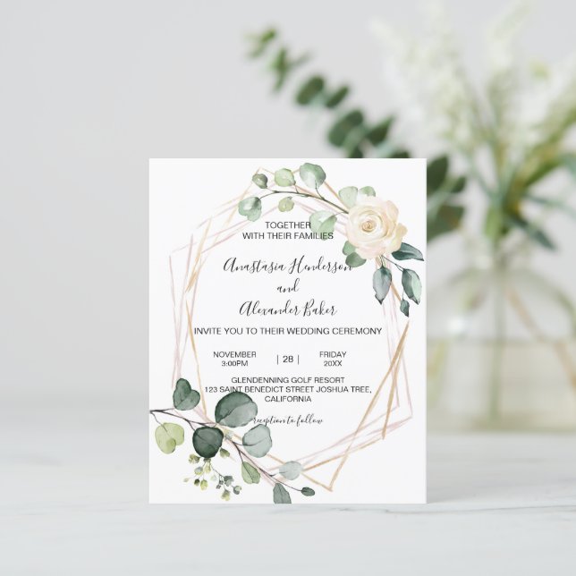 Budget Elegant Invitation to wedding ceremony. (Standing Front)