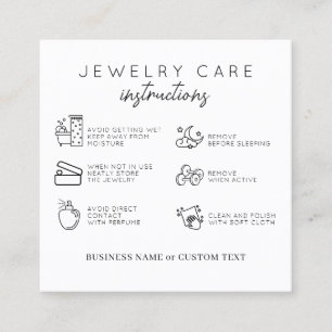 Budget Elegant Jewellery Care Instructions Thank Y Square Business Card