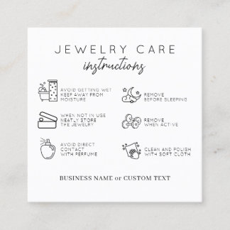 Budget Elegant Jewellery Care Instructions Thank Y Square Business Card