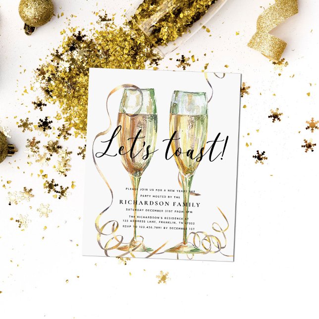 Budget Elegant Let’s Toast New Year Party  Flyer (Creator Uploaded)