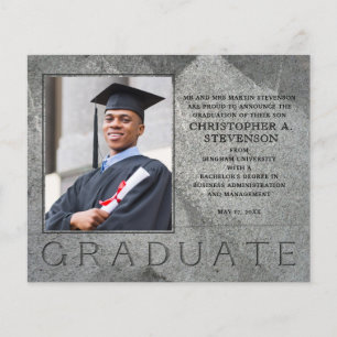 Budget Elegant Marble Photo Graduate Announcement
