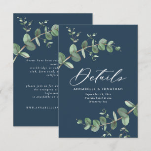 Budget élégant marine bleu eucalyptus mariage RSVP