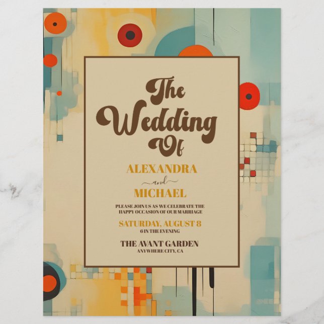 Budget Elegant Mid Century Floral Wedding Flyer (Front)