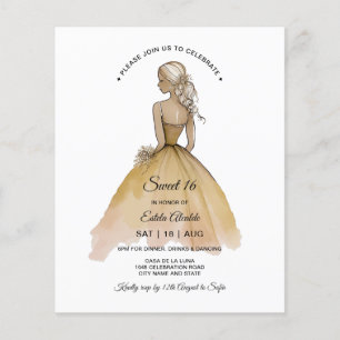 Budget Elegant Minimalist Sweet 16 Invitation