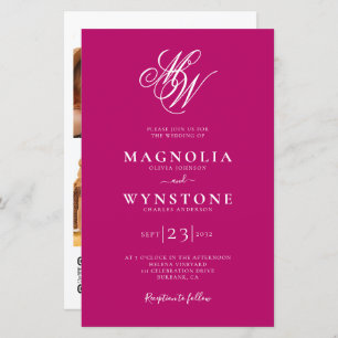 Budget Elegant Monogram QR Code Wedding Invitation