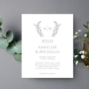 Budget elegant monogrammed wedding invitation