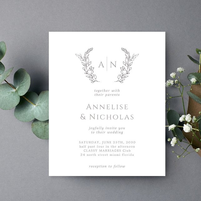 Budget elegant monogrammed wedding invitation (Creator Uploaded)