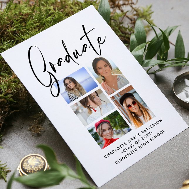 Budget Elegant Multi Photo Graduation Announcement Flyer (Creator Uploaded)