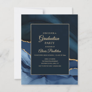 BUDGET Elegant Navy Blue Gold Marble Graduation 