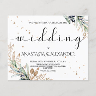 BUDGET/Elegant olive wedding invitation. Flyer