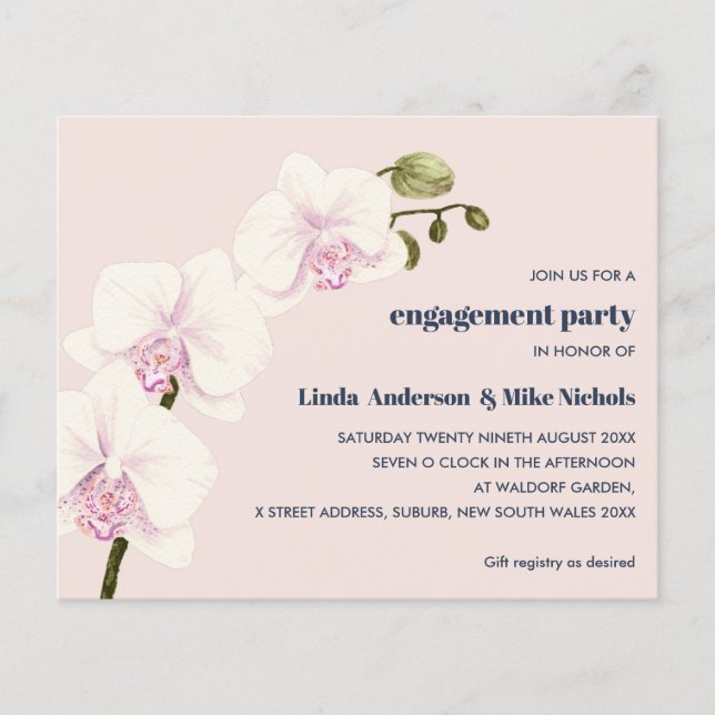 BUDGET Elegant Orchid Branch PInk and navy wedding (Front)