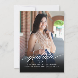 Budget Elegant Overlay Script Photo Graduation Card