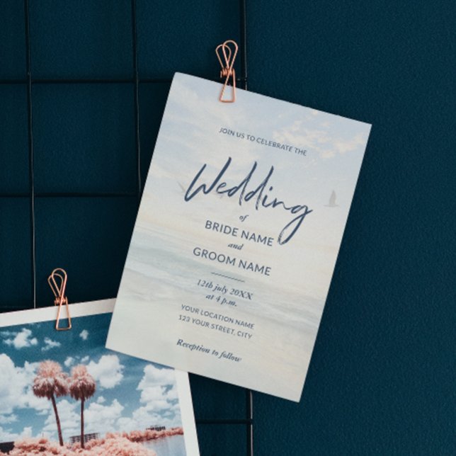 Budget Elegant Photo Beach Wedding Invitations Flyer (Creator Uploaded)