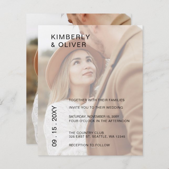 Budget Elegant Photo Overlay Wedding Invitation (Front/Back)