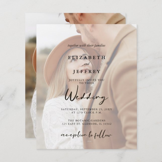 Budget Elegant Photo Overlay Wedding Invitation (Front/Back)